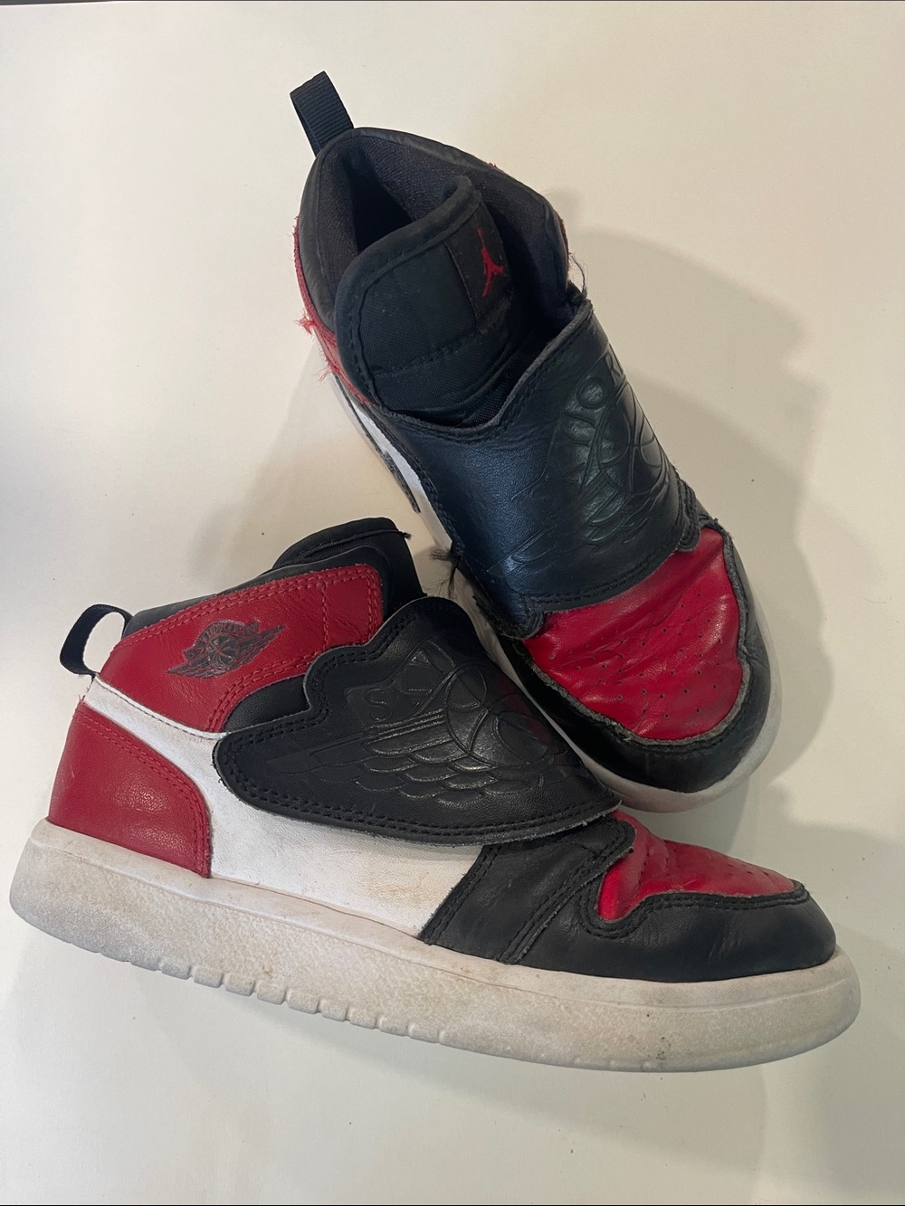 Jordan Red Black White Slip-On Sneakers sky jordan size 2y